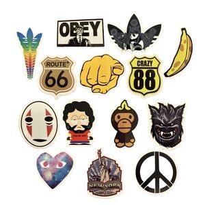 Assorted Urban Skateboarding Themed Stickers - Lot of 14